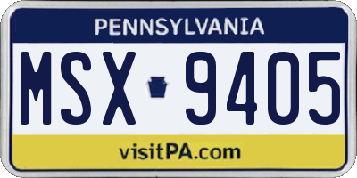 PA license plate MSX9405