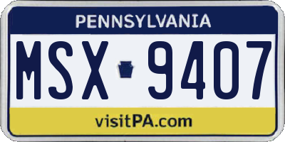 PA license plate MSX9407