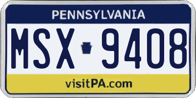 PA license plate MSX9408