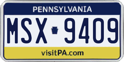 PA license plate MSX9409