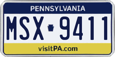 PA license plate MSX9411