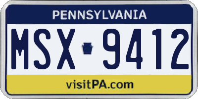 PA license plate MSX9412
