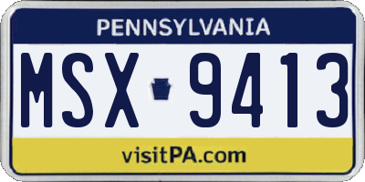 PA license plate MSX9413