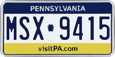 PA license plate MSX9415