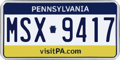 PA license plate MSX9417