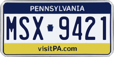 PA license plate MSX9421