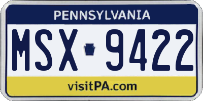 PA license plate MSX9422