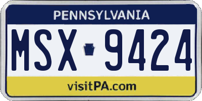 PA license plate MSX9424