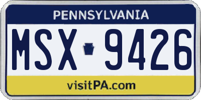 PA license plate MSX9426
