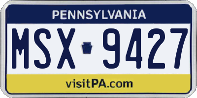 PA license plate MSX9427