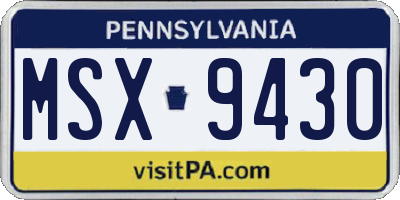 PA license plate MSX9430