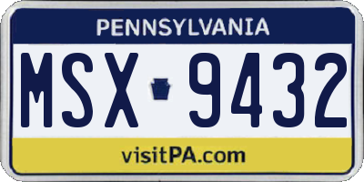 PA license plate MSX9432