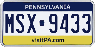 PA license plate MSX9433