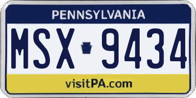 PA license plate MSX9434