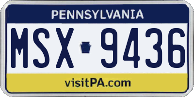 PA license plate MSX9436
