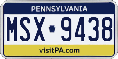 PA license plate MSX9438