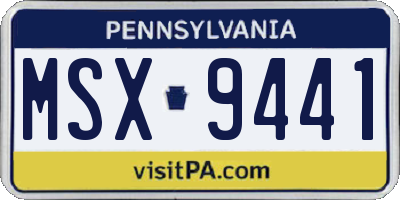 PA license plate MSX9441