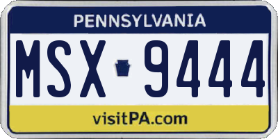 PA license plate MSX9444