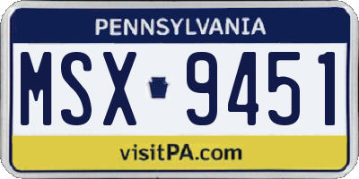 PA license plate MSX9451