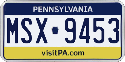 PA license plate MSX9453
