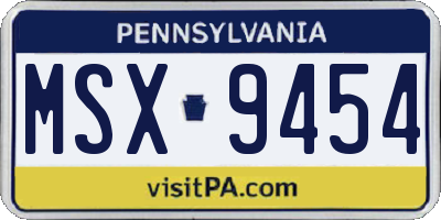 PA license plate MSX9454