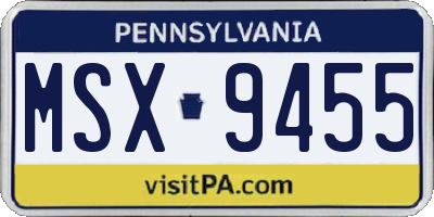 PA license plate MSX9455
