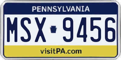 PA license plate MSX9456