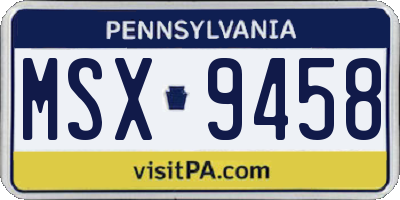 PA license plate MSX9458