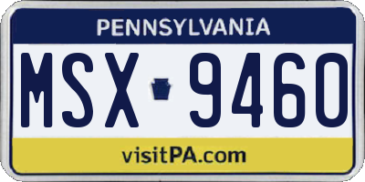 PA license plate MSX9460