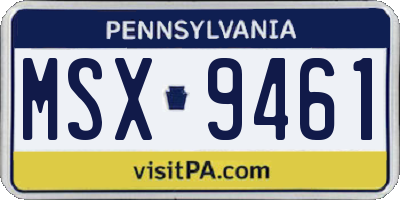 PA license plate MSX9461