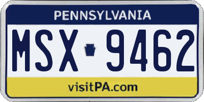 PA license plate MSX9462
