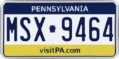 PA license plate MSX9464