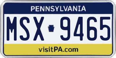 PA license plate MSX9465