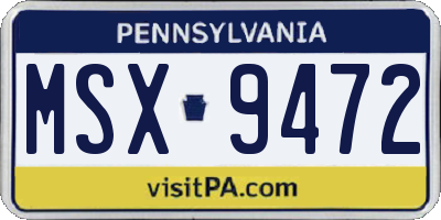 PA license plate MSX9472