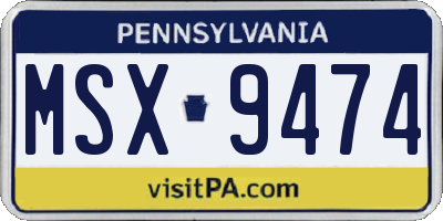 PA license plate MSX9474