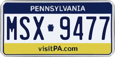PA license plate MSX9477