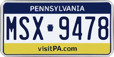 PA license plate MSX9478