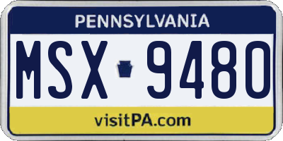 PA license plate MSX9480