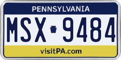 PA license plate MSX9484