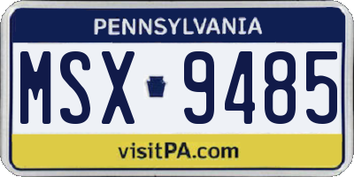 PA license plate MSX9485