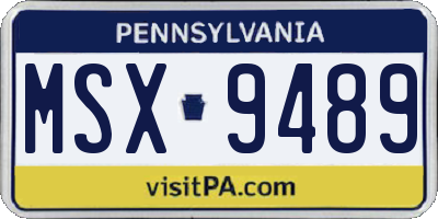 PA license plate MSX9489