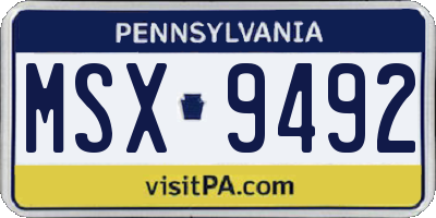PA license plate MSX9492