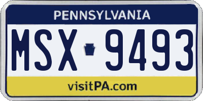 PA license plate MSX9493
