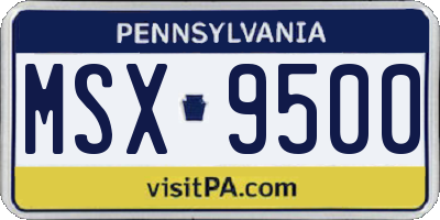 PA license plate MSX9500