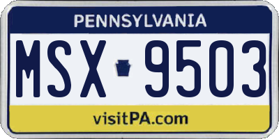 PA license plate MSX9503
