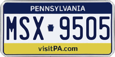 PA license plate MSX9505