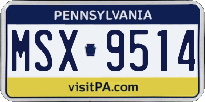 PA license plate MSX9514
