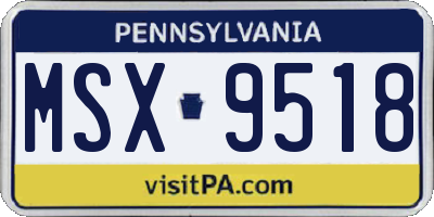 PA license plate MSX9518