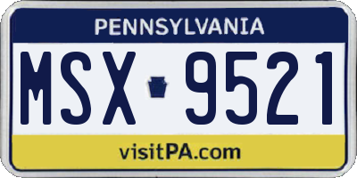 PA license plate MSX9521