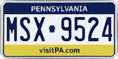 PA license plate MSX9524